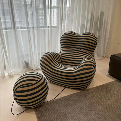 Designer Styles,Mom's Embrace Sofa, Modern Striped Bean - Bag Sofa with Ottoman, Cozy & Stylish Living Room Furniture My Store