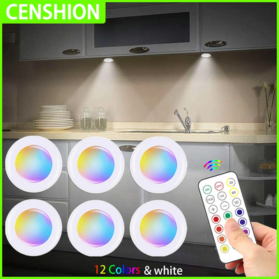 LED Under Cabinet Light with Remote Control Wireless RGB Color Changing Night Light for Kitchen Bedroom Closet Counter Wall lamp My Store