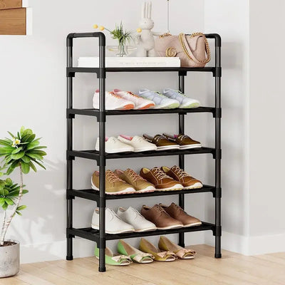 Simple Shoe Rack Metal Shoe Shelf Footwear Shoe Rack Living Room Space Saving Shoes Organizer Stand Holder Black Shoe Shelf My Store
