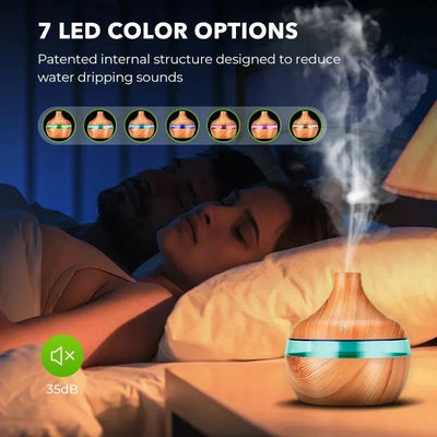 High Quality 300ml Aromatherapy Essential Oil Diffuser Wood Grain Remote Control Ultrasonic Air Humidifier with 7 Colors Light My Store