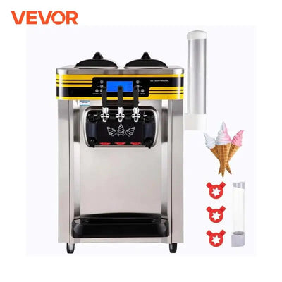 SucceBuy 22-30L/H Soft Ice Cream Maker Commercial Countertop Tricolor 2+1 Flavors Sweet Cones Freezing Equipment Vending Machine My Store