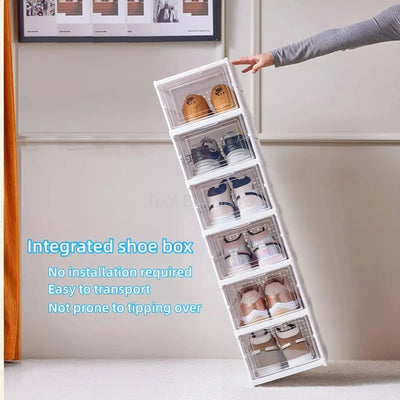 Foldable Shoe Rack Organizer 6 Layers Plastic Transparent Shoes Box Home Sneaker Storage Case Stackable Shoes Cabinet For Closet My Store