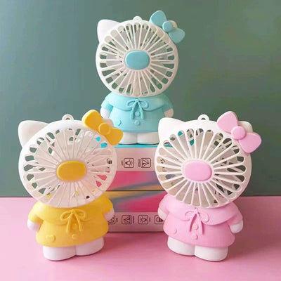 Cute Cat Mini Fan  With Led Light  Cartoon Air cooling Handheld Eletric Fans USB Charging Fan Gift My Store